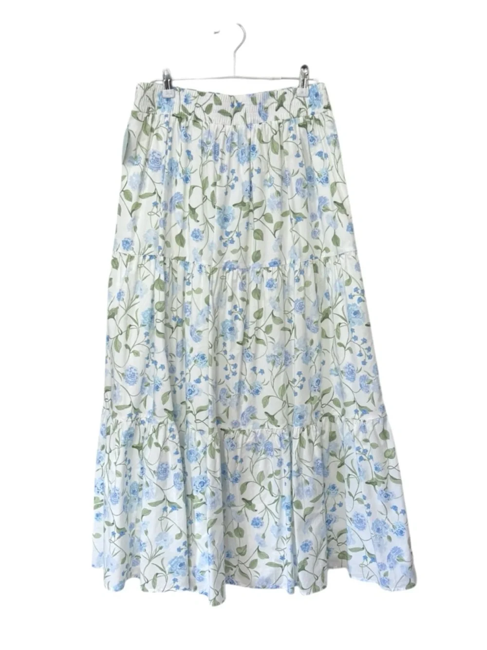 HILL HOUSE | NWT The Florence Nap Skirt in Blue/Green Peony Bouquet, Size Small - Picture 3 of 9